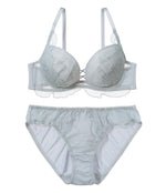 [Peach John] Moreru Sheer Frill Lace-Up Bra Set