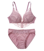 [Peach John] Lace-up Non-wired Bra Set
