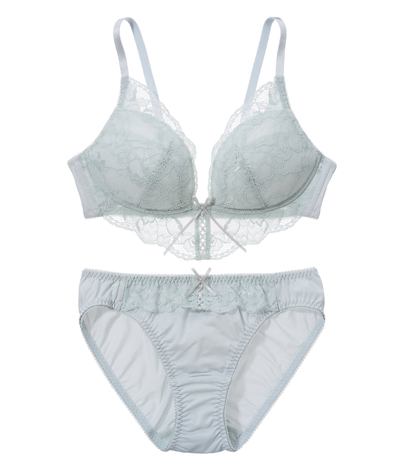 [Peach John] Lace-up Non-wired Bra Set