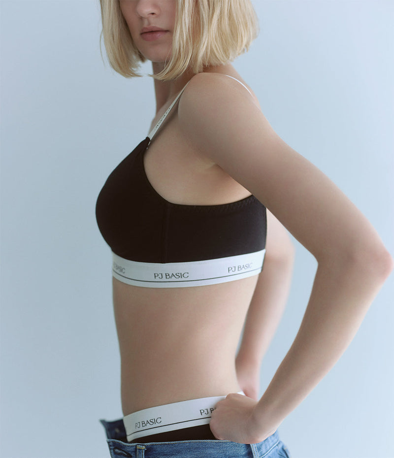 [Peach John] Cotton mix Logo non-wired Bra back hook
