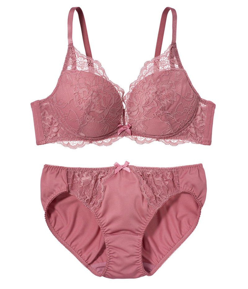 [Peach John] Rira kore lined lace non-wired Bra Set